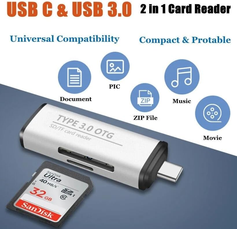 Macbook, Type-C Portlu Telefon, Tablet, Bilgisayar, Uyumlu Type-C to USB 3.0 SD Micro SD Kart Okuyucu 3 Portlu Çevirici Dönüştürücü Hub Adaptör