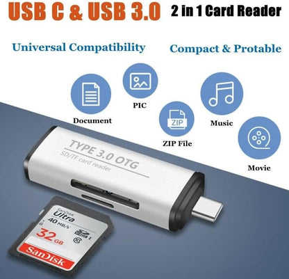 Macbook, Type-C Portlu Telefon, Tablet, Bilgisayar, Uyumlu Type-C to USB 3.0 SD Micro SD Kart Okuyucu 3 Portlu Çevirici Dönüştürücü Hub Adaptör