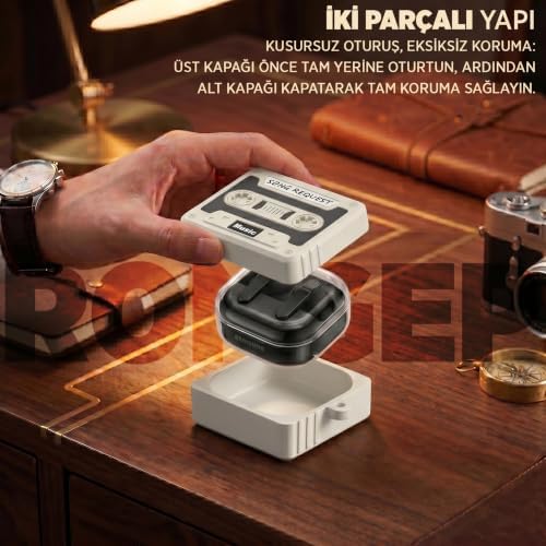 Galaxy Buds 4 Pro/Buds 4 için Kılıf 80'ler/90'lar Temalı Galaxy Buds4 Kulaklık Kılıfı Tam Koruma Sağlayan Retro Kaset Desenli Buds 4 Pro Kılıf (Akustik)