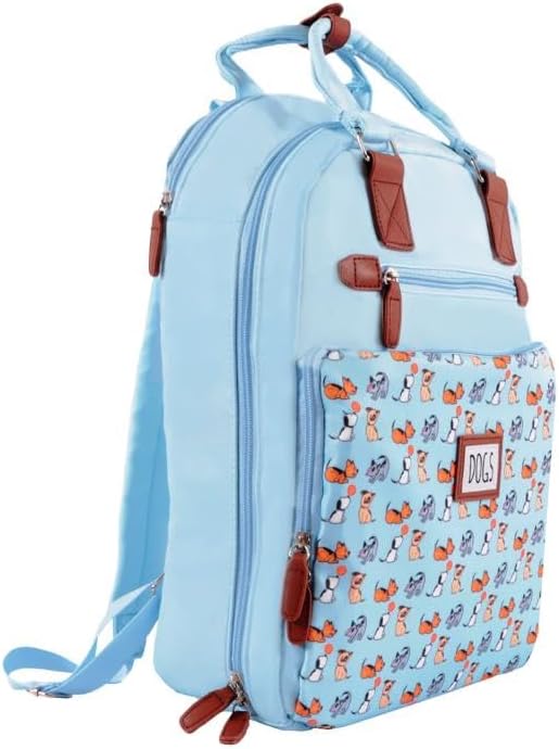Biggdesign Dogs Su Geçirmez Kumaşlı 15 inç Laptop Uyumlu Okul Sırt Çantası Mavi