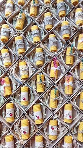 (6 Adet) Özel Günler İçin Doğal Petek Balmumu Mum 7Cm X3Cm Kutulu Mum beeswax Candle