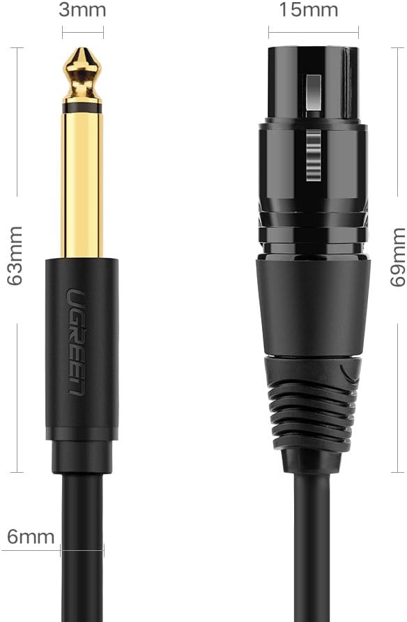 Ugreen 6.5mm Jack to XLR Dişi Mikrofon Ses Bağlantı Kablosu 2 Metre