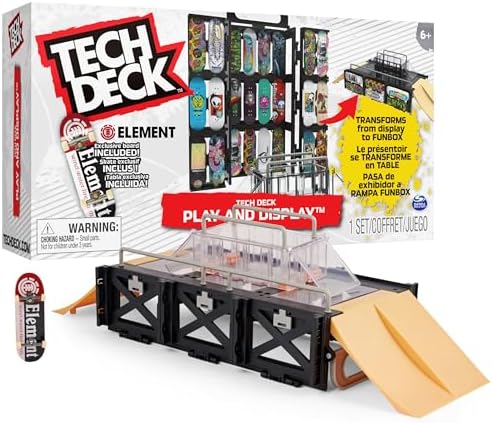 Tech Deck dönüştürülebilen oyun ve sergi rampa seti ve özel parmak kaykaylı taşıma çantası, 6 yaşından büyük çocuklar için oyuncak, gül kurusu (şeffaf)