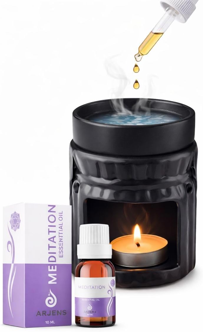 3 lü set Seramik Buhardanlık Seti Meditasyon-Plates-Yoga Seti - Seramik Yağdanlık + Aroma Terapi Oil + Dekoratif Mum - Rahatlatıcı Ortam Aksesuarı