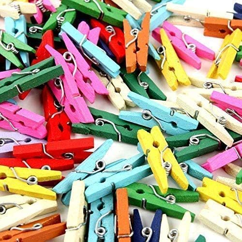 Dekoratif Renkli Mini Ahşap Mandal 75 Adet 2,5 cm Fotoğraf Askısı