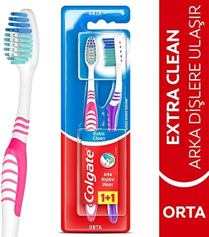 Extra Clean Dil Temizleyicili Arka Dişlere Uzanan Orta Diş Fırçası 1+1
