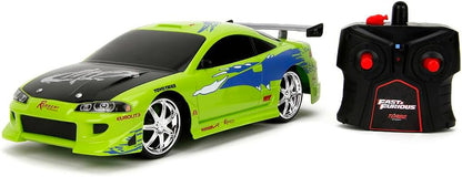 Jada 1:16 Ölçek Fast & Furious Brian'ın Mitsubishi Eclipse RC Araba, Yeşil, Turbo Tuşlu, 2.4 GHz, USB Şarjlı, 29 cm, Piller Dahil