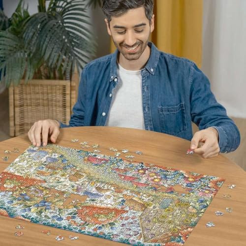 , 1000p Puzzle Çiçekli Mantar Evler, Yetişkin Puzzle