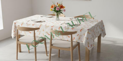 LOOM & LAUREL Baskılı Yıkanabilir Masa Örtüsü Mutfak Bahçe Piknik Masa Örtüsü Kırmızı Ağırlıklı Çiçek Desenli (140x140)
