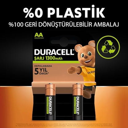 Şarj Edilebilir AAA İnce Kalem Pil (2'li paket) 750 mAh NiMH, 1000 Sarj Döngüsü, Önceden Sarj Edilmiştir