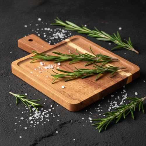 Doğal Akasya Ahşap Dikdörtgen Sunum Tahtası ve Servis Tepsisi – 23x17 cm Kahve Yanı, Peynir ve Kahvaltılık Sunumluk (Kare Formlu Estetik Tasarım)