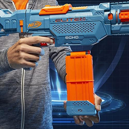 Elite 2.0 Echo CS-10 Blaster - 24 dart, 10-dart klip dergisi, çıkarılabilir omuz desteği ve namlu uzatma, 4 taktik ray