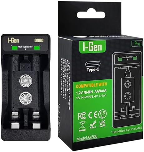 I-Gen Batteries G200 2'li Pil Şarj Aleti Type-C Girişli, Aa/Aaa / 9V Akıllı Hızlı Pil Şarj Cihazı