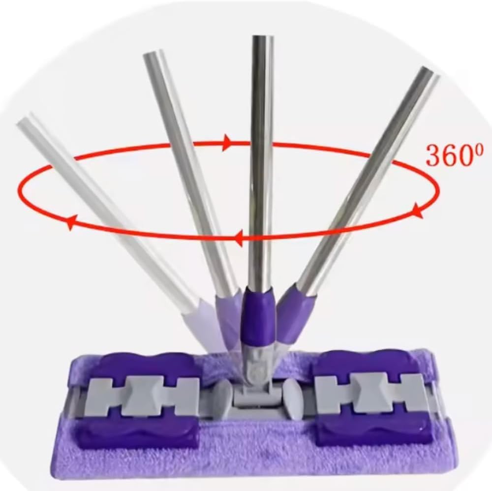 Orret Home Yedek Mikrofiber Bezli Mandallı Mop, Sıkıştırmalı, Uzayabilir Teleskopik Saplı, 360 Derece Dönebilir Zemin ve Duvar Temizlik Mopu