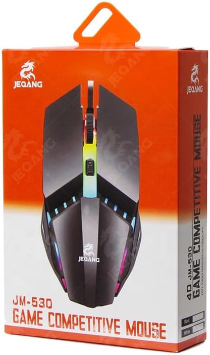 Kablolu Mouse, RGB LED Işıklı, Gaming Oyun Uyumlu Mouse, 1600 DPI, 4D Optik Sensör, Ergonomik Tasarım, Siyah Tak Kullan (DPI)