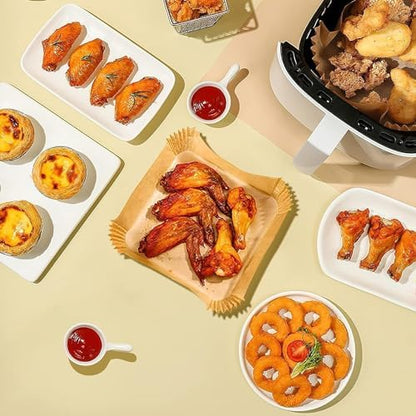 Aırfrey Pişirme Kağıdı,XL,XXL Aırfreyler İçin Parşömen Kağıdı,Sıvıya Ve Yağa Dayanıklı Sıcak Hava Fritözleri İçin Yanmaz Kağıt (50 Adet)