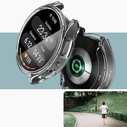 Galaxy Watch 6 ile Uyumlu 44mm Tam Kapatan Çerceve 44mm Önü Kapalı Tasarım Silikon Kılıf Çerçeve Darbe ve çiziklere Karşı Koruma (Siyah)