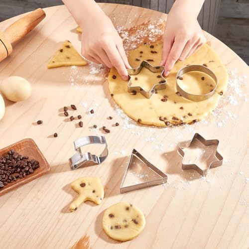 Paslanmaz Çelik Kurabiye Kalıpları Seti, Yıldız Üçgen Daire Şemsiye Şekilli, Pasta ve Kurabiye Kesme Kalıpları, 4 Parça l-00851