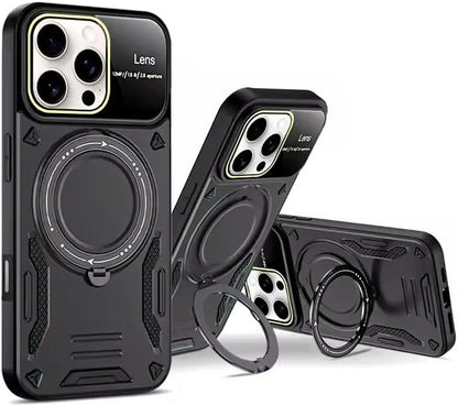 & AKSESUAR iPhone 16 Pro Max ile Uyumlu Joy Lens Kamera Korumalı Entegre Standlı Kılıf (Siyah)