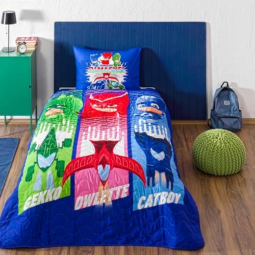 PJ Masks Power Up Standart Pamuk-Polyester Nevresim Takımı, Çok Renkli, Tek Kişilik