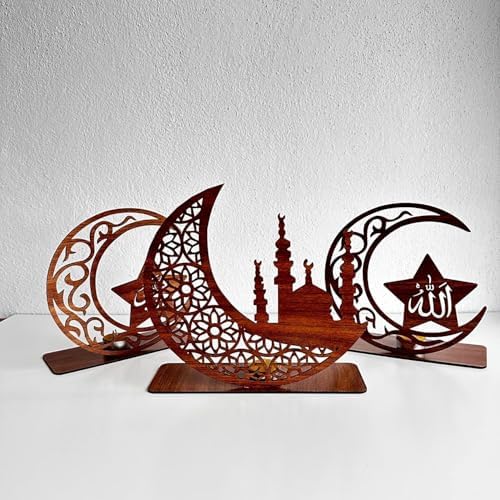 3'lü Dekor Tealight Mumluk Ceviz Ramazan Ayına Özel