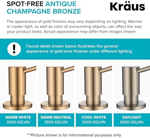 KRAUS Boden Mutfak Sabunu ve Losyon Dispenseri Spot İçermez Antika Şampanya Bronz, KSD-53SFACB