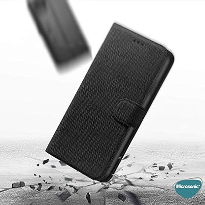 Galaxy A12 için Kılıf Fabric Book Wallet Mor [Galaxy A12 ile Uyumlu Kılıf - Mor]