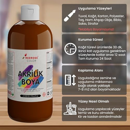 Kahverengi Akrilik Boya 500 gr