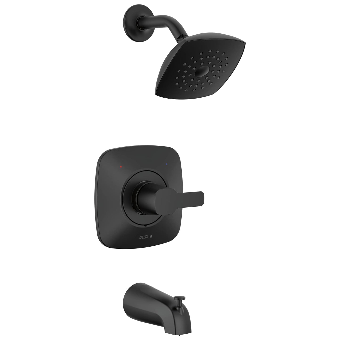 Delta Faucet Modern 14 Serisi Mat Siyah Duş Bataryası, Küvet ve Duş Döşeme Seti, Tek Sprey Dokunma Temiz Siyah Duş Başlığı, Mat Siyah T144339-BL-PP (Valf Dahil Değildir)