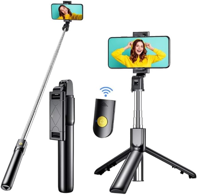 Bluetooth Uzaktan Kumandalı Tripodlu Selfie Çubuğu – Paslanmaz Çelik Gövde, 70 cm Uzayabilir, iOS & Android Uyumlu, Kablosuz Uzaktan Deklanşörlü Telefon Tripodu