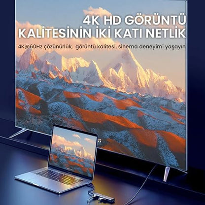 Type-C PD100W 5 Portlu 4K 30Hz HDMI 100Mbps Ethernet USB 2.0 + USB 3.0 Çoklayıcı Hub