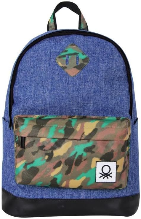 United Colors of Benetton Okul Sırt Çantası, 40 x 29 x 11 cm, Lacivert Kamuflaj
