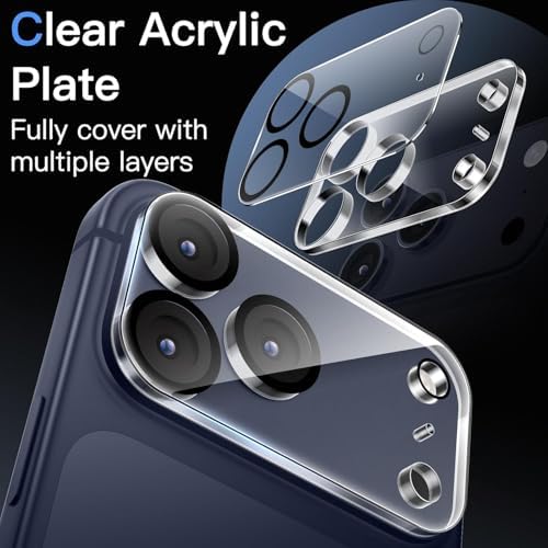 iPhone 17 Pro Uyumlu Full Kamera Lens Koruyucu Darbe Dayanıklı Temperli Cam Tam Koruyucu HD Şeffaf Kamera Lens Cam Film Çizilme Önleyici