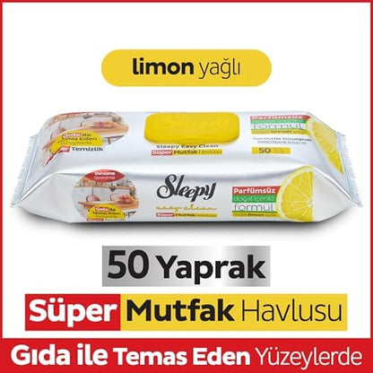 Easy Clean Süper Yüzey Temizlik Mutfak Havlusu&Mendili Limon Yağlı 50 Yaprak