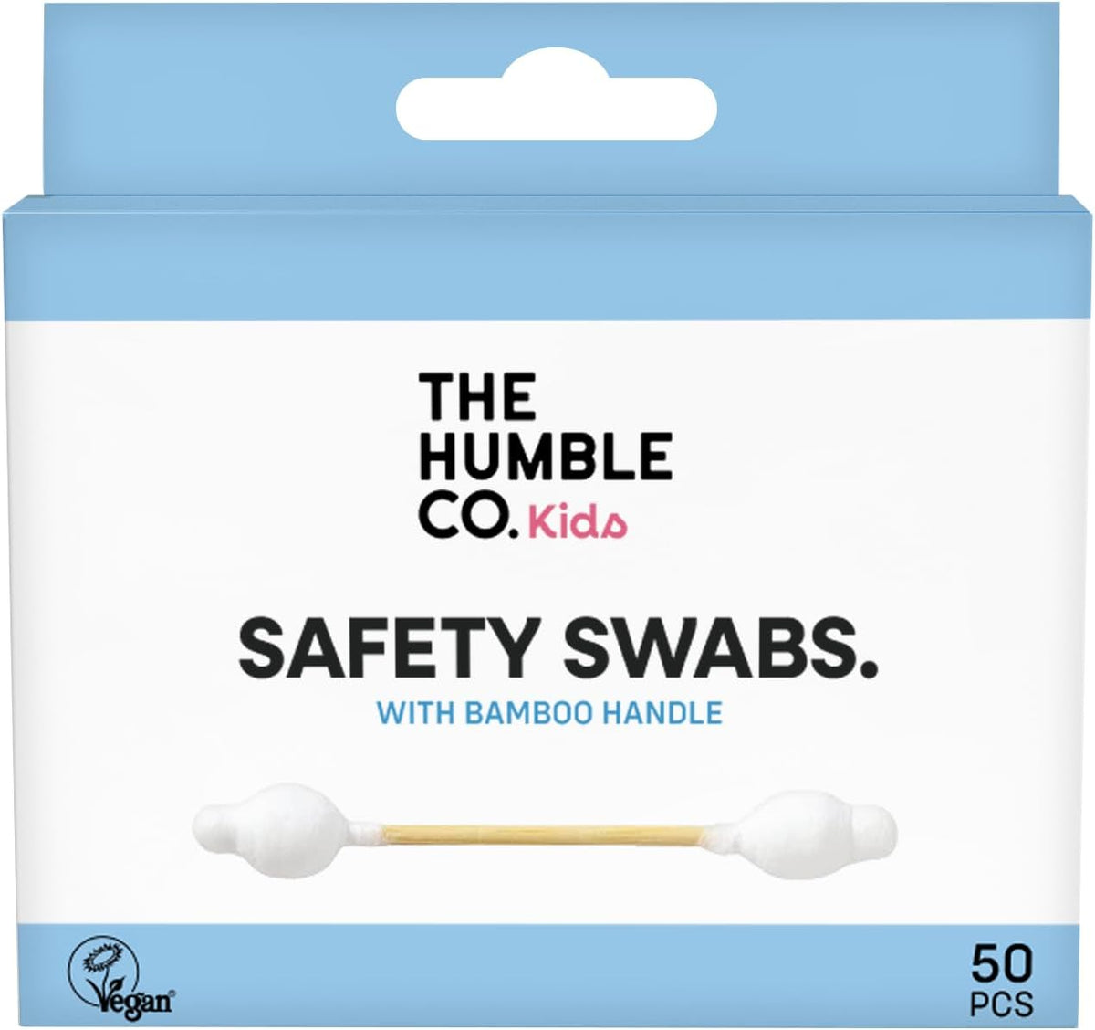 Cotton Swabs Kids Safety Swabs 50 Pcs Çocuklar için Emniyetli Kulak Çubuğu Beyaz, Çevre dostu pamuklu kulak çubukları, plastik içermeyen ambalaj, doğal renkli pamuktan kulak çubukları