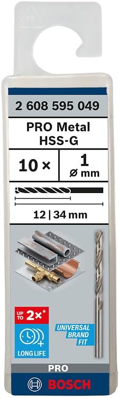Profesyonel Metal Matkap Ucu HSS-G Bilenmiş (10 Adet, Ø 1 mm), Çap: 1/Toplam Uzunluk mm: 34