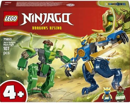 Jay’in Ejderha Robotu Savaşı 71853-4 Yaş ve Üzeri Kız ve Erkek Çocuklar için 2 ve 2 Minifigür İçeren Yaratıcı Oyuncak Yapım Seti, Çocuklar için Eğlenceli Hediye Fikri (107 Parça)