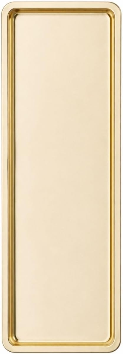 Paslanmaz Çelik, Dikdörtgen Sunum Tepsisi, Gold, 33x13 cm, Düz, Çay, Kahve, Pasta Sunum, 1 Adet