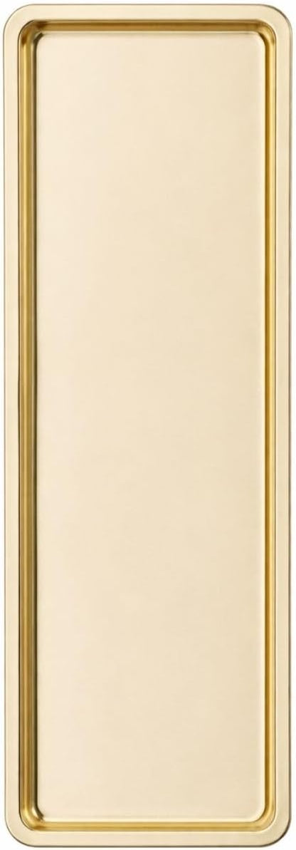 Paslanmaz Çelik, Dikdörtgen Sunum Tepsisi, Gold, 33x13 cm, Düz, Çay, Kahve, Pasta Sunum, 1 Adet