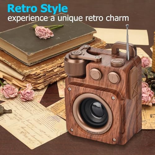 Retro Ahşap Görünümlü Bluetooth Hoparlör, Nostaljik Tasarım, FM Radyo Özellikli, Kablosuz Bağlantı