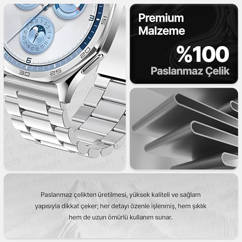 22mm ile Uyumlu Saatler için Paslanmaz Çelik 46mm Baklalı Kordon Watch (GT6 Pro/GT6/GT5 Pro/GT5/GT4/Watch 4 Pro/GT3/GT3 Pro/GT2/GT2 Pro)
