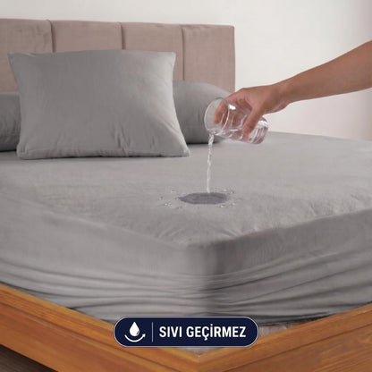 FORMEYA Gri Sıvı Geçirmez Alez - Tek-Çift Kişilik Alez - Mikrofiber Kumaş - Fitted(Yatağı Saran) Alez - Yatak Koruyucu Alez-Çarşaf(160x200)