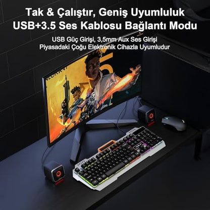 Aula A200 RGB Işıklı Masaüstü Gaming 3.5mm Bilgisayar Pc Hoparlörü