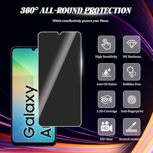 Galaxy A06 Privacy (Hayalet) Ekran Koruyucu – 2 Adet - 9H Temperli Cam, Yan Görünme Engelleyici, Tam Kaplama