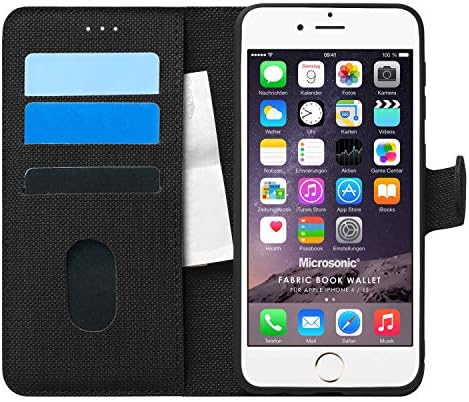 Apple iPhone 6S için Kılıf Fabric Book Wallet Siyah [iPhone 6S ile Uyumlu Kılıf - Siyah]