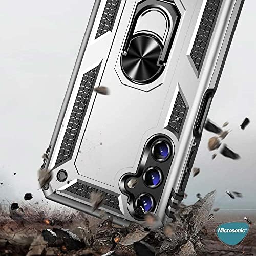 Galaxy A55 için Kılıf Military Ring Holder Siyah [Galaxy A55 ile Uyumlu Kılıf - Siyah]