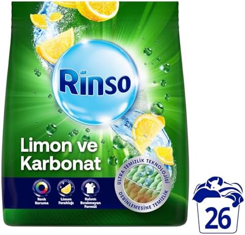 Toz Çamaşır Deterjanı Limon ve Karbonat Renkliler ve Beyazlar İçin 4 KG