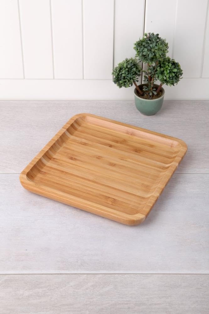 Bambu Lüx Kare Servis 20 * 20cm, Bambu Sunumluk & Çerezlik Kare Sunum Tabağı