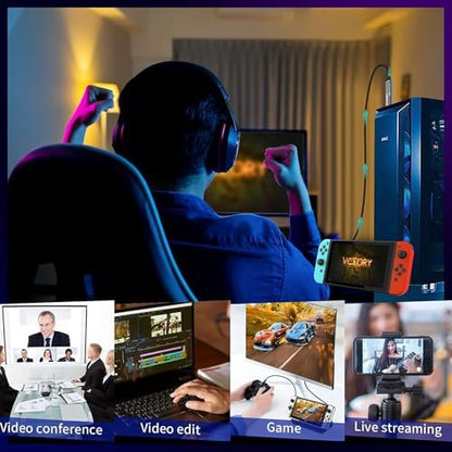 4k Usb 3.0 Video Capture Görüntü Yakalama Adaptörü Usb 4K 1080P Akış Öğretim Video Konferans veya Canlı Yayın için Oyun Yakalama Kartı (HDMI aktarma için Kullanılmaz)
