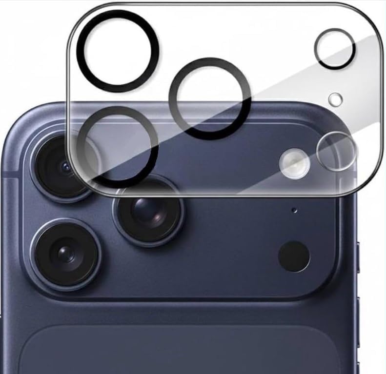 iPhone 17 Pro Uyumlu Full Kamera Lens Koruyucu Darbe Dayanıklı Temperli Cam Tam Koruyucu HD Şeffaf Kamera Lens Cam Film Çizilme Önleyici
